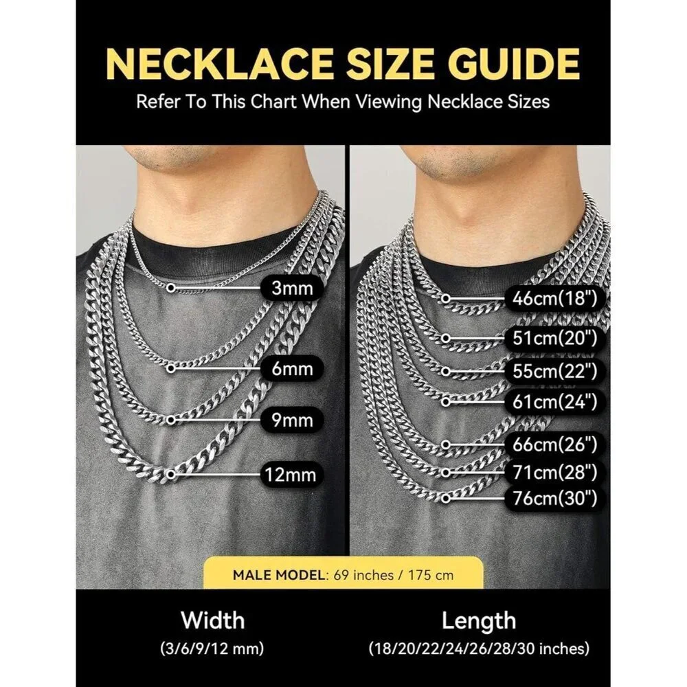 Miami Cuban Link Chain Necklace for Men Gold Plated 12mm-steel Stainless Steel